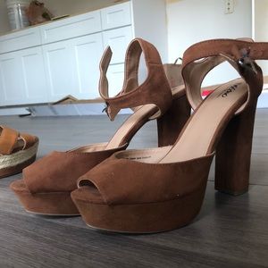 Brown platform heels with ankle strap